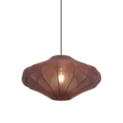 Japandi hanglamp bruin met stoffen kap 50cm- Plu