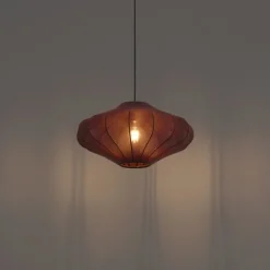 Japandi hanglamp bruin met stoffen kap 50cm- Plu