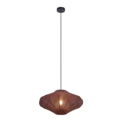 Japandi hanglamp bruin met stoffen kap 50cm- Plu