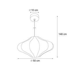 Japandi hanglamp bruin met stoffen kap 50cm- Plu