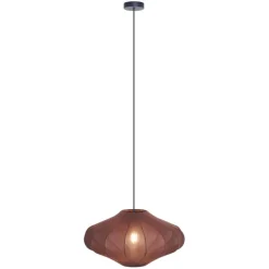 Japandi hanglamp bruin met stoffen kap 50cm- Plu