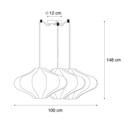 Japandi hanglamp wit 50cm 3-lichts - Plu
