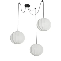 Japandi hanglamp wit zijden 30cm 3-lichts - Plu