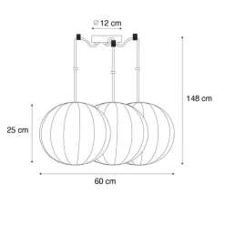 Japandi hanglamp wit zijden 30cm 3-lichts - Plu