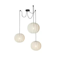 Japandi hanglamp wit zijden 30cm 3-lichts - Plu