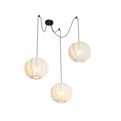 Japandi hanglamp wit zijden 30cm 3-lichts - Plu