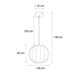 Japandi hanglamp wit zijden 30cm - Plu
