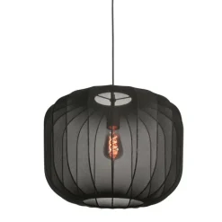 Japandi hanglamp zwart met stoffen kap 45cm - Sable