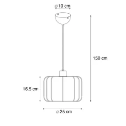 Japandi hanglamp zwart met wit 25cm - Madleine