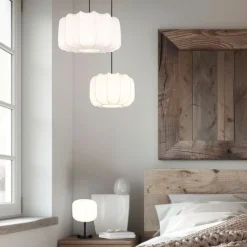 Japandi hanglamp zwart met wit 25cm - Madleine