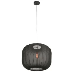 Japandi hanglamp zwart met stoffen kap 55cm - Sable