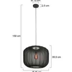 Japandi hanglamp zwart met stoffen kap 55cm - Sable