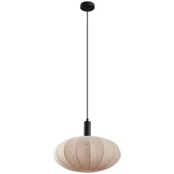 Japandi hanglamp zwart met bruine stoffen kap - Bida