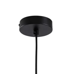 Japandi hanglamp zwart met bruine stoffen kap - Bida