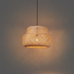 Japandi hanglamp zwart met bamboe- Kea