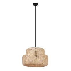 Japandi hanglamp zwart met bamboe- Kea