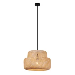 Japandi hanglamp zwart met bamboe- Kea