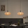 Japandi hanglamp zwart met bruine stoffen kap 2-lichts - Bida