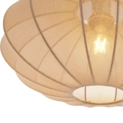 Japandi hanglamp zwart met bruine stoffen kap 2-lichts - Bida