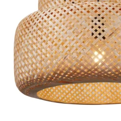 Japandi hanglamp zwart met bamboe 2-lichts - Kea