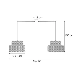 Japandi hanglamp zwart met bamboe 2-lichts - Kea