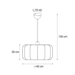 Japandi hanglamp zwart met wit 40cm - Madleine