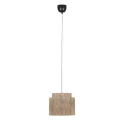 Japandi hanglamp zwart met bruin touw 31cm - Smilla
