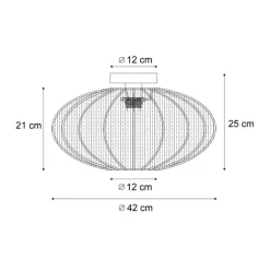 Japandi plafondlamp beige met stoffen kap - Bida