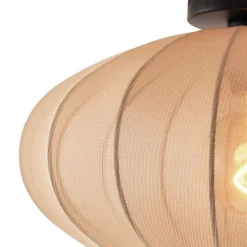 Japandi plafondlamp bruin met stoffen kap - Bida