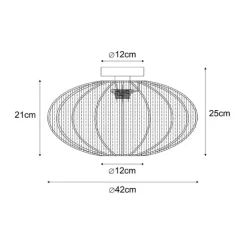 Japandi plafondlamp bruin met stoffen kap - Bida