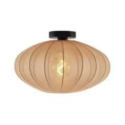 Japandi plafondlamp bruin met stoffen kap - Bida