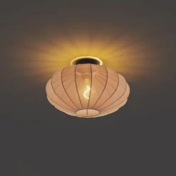 Japandi plafondlamp bruin met stoffen kap - Bida