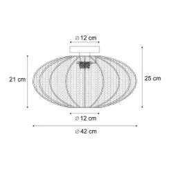 Japandi plafondlamp wit met stoffen kap - Bida