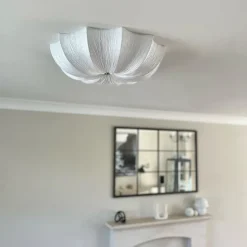 Japandi plafondlamp wit zijden 52cm 3-lichts - Plu