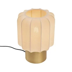 Japandi tafellamp goud met beige kap - Pluni