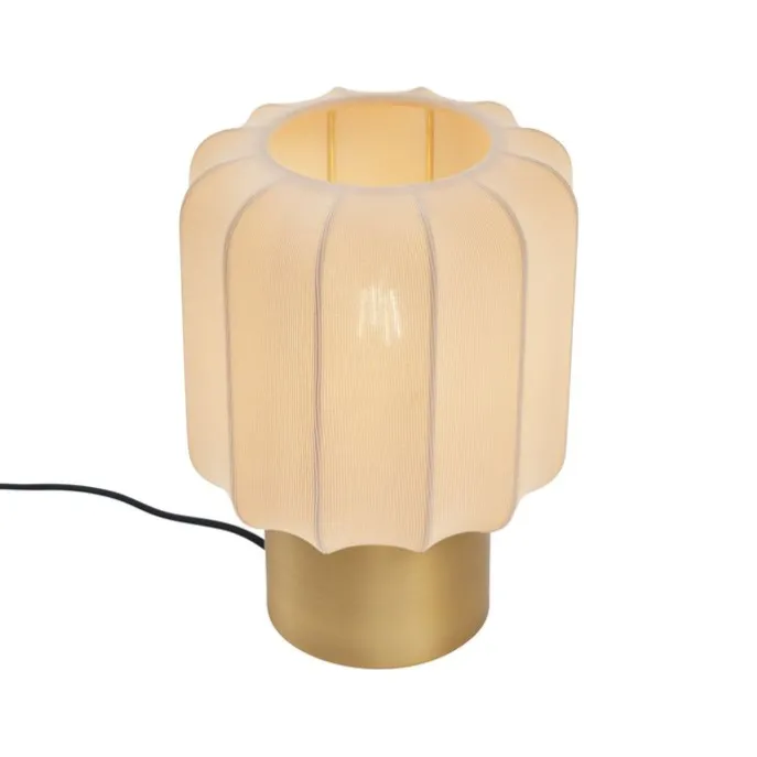 Japandi tafellamp goud met beige kap - Pluni