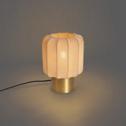 Japandi tafellamp goud met beige kap - Pluni