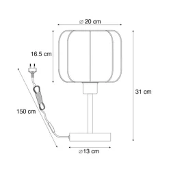 Japandi tafellamp zwart met wit - Madleine