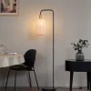 Japandi vloerlamp zwart met goud en beige kap - Pluni