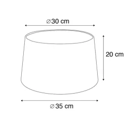 Katoenen lampenkap zwart 35/30/20 met gouden binnenkant
