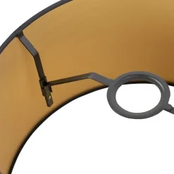 Katoenen lampenkap zwart 35/30/20 met gouden binnenkant