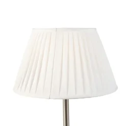 Klassiek tafellamp staal met plissé kap wit 35 cm - Simplo