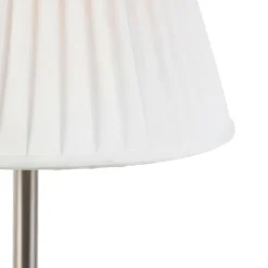 Klassiek tafellamp staal met plissé kap wit 35 cm - Simplo