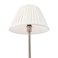 Klassiek tafellamp staal met plissé kap wit 35 cm - Simplo