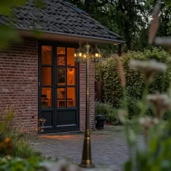 Klassieke buiten lantaarn antiek goud met helder glas 198cm IP44 - London