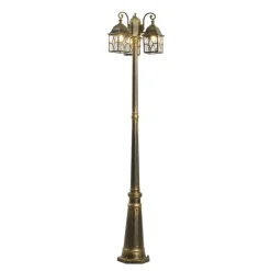 Klassieke buiten lantaarn antiek goud met helder glas 198cm IP44 - London