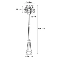 Klassieke buiten lantaarn antiek goud met helder glas 198cm IP44 - London