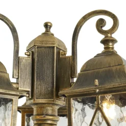 Klassieke buiten lantaarn antiek goud met helder glas 198cm IP44 - London