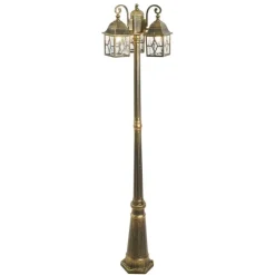 Klassieke buiten lantaarn antiek goud met helder glas 198cm IP44 - London