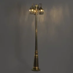 Klassieke buiten lantaarn antiek goud met helder glas 198cm IP44 - London